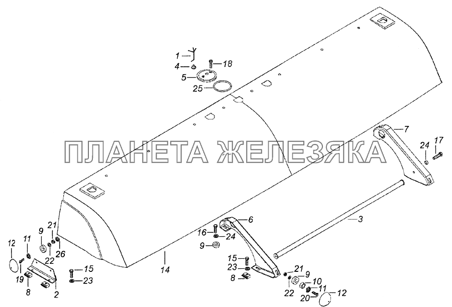 53205-8415002 Установка аэродинамического козырька КамАЗ-6522 (Euro-2, 3)